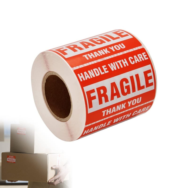 FungLam [1 Roll, 500 Labels] 2" x 3" Fragile Stickers Handle with Care Warning Packing/Shipping Labels - Permanent Adhesive - Image 1